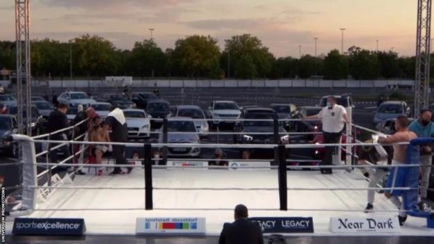 A drive-in boxing event in Dusseldorf, Germany