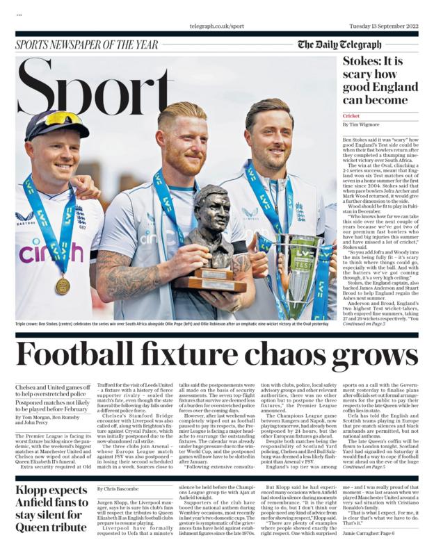 Tuesday's Sport Pages - BBC Sport