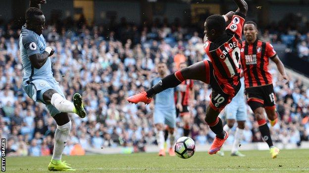 Max Gradel playing for Bournemouth against Manchester City
