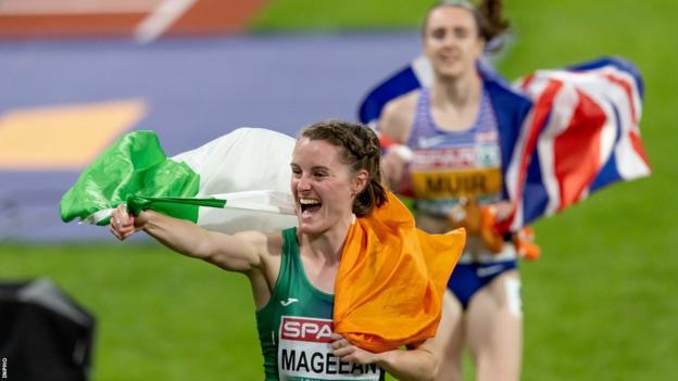 Ciara Mageean celebrates after winning the 1500m silver medal at this year's European Championships in Munich