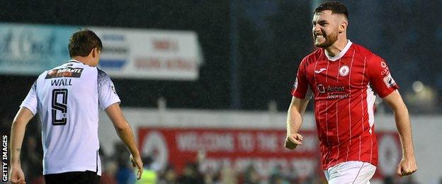Sligo Rovers' Kevin Keena celebrates against Bala Town