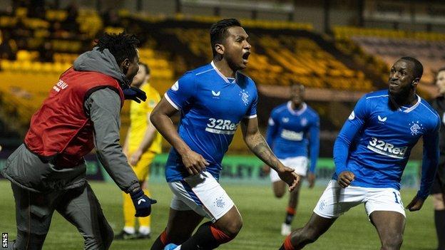 Alfredo Morelos celebrates