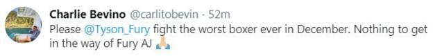 A boxing fan on Twitter says 