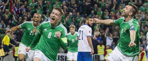 Steven Davis celebrates scoring