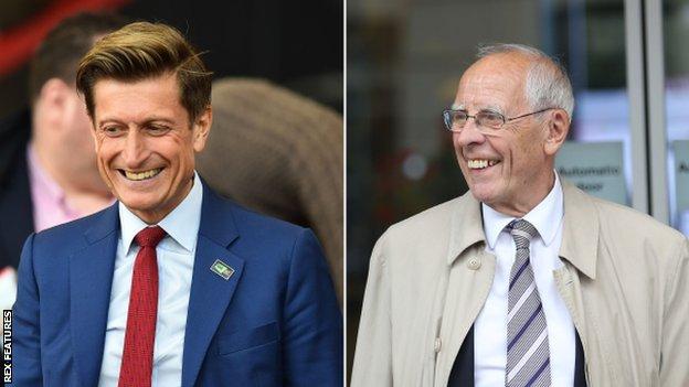 A split picture of Crystal Palace chairman Steve Parish on the left and Stoke City counterpart Peter Coates on the right