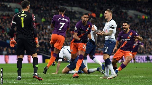 Manchester City beat Tottenham 1-0 in the Premier League in October
