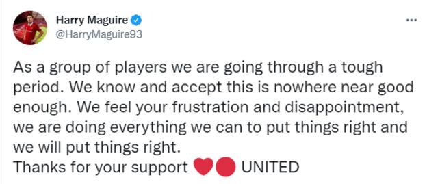 Tweet de Harry Maguire