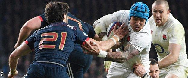 Jack Nowell takes on the France defence last Saturday