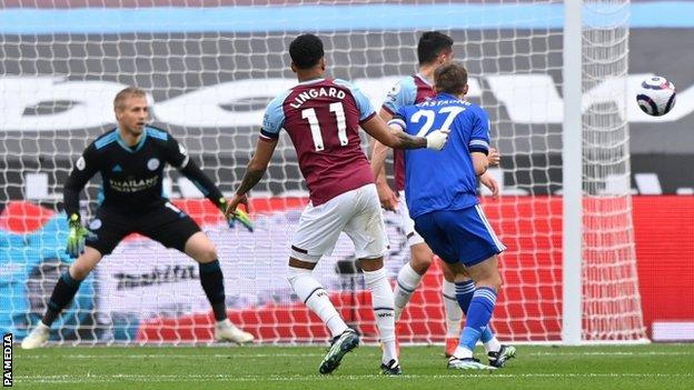 Jesse Lingard scores his first goal for West Ham against Leicester