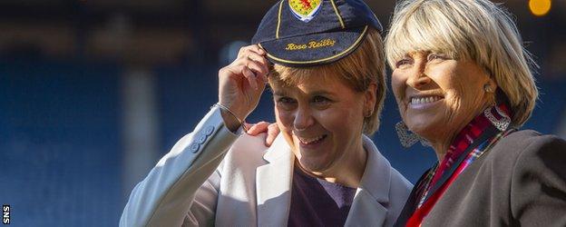 Rose Reilly, who won the World Cup with Italy in 1984 after being banned from playing for her homeland, was among the former players belatedly awarded caps by First Minister Nicola Sturgeon before kick-off at Hampden
