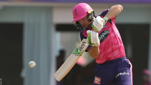 Jos Buttler plays a shot for Rajasthan Royals in the Indian Premier League