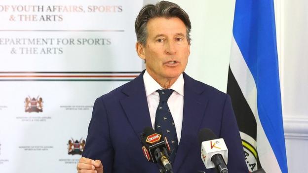 Lord Coe speaks at a press conference