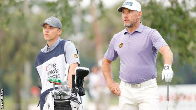 Lee Westwood's son Sam has been caddying for him this week