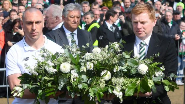 Lennon & Brown lay wreath as Celtic pay tribute to McNeill