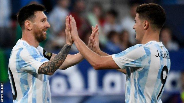 Lionel Messi and Julian Alvarez