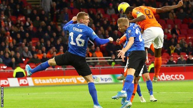 Georginio Wijnaldum opens the scoring for the Netherlands