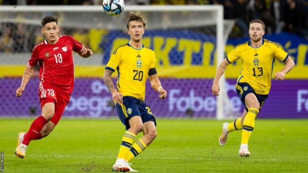 Kristoffer Olsson of Sweden looks on during the international friendly match between Sweden and Moldova