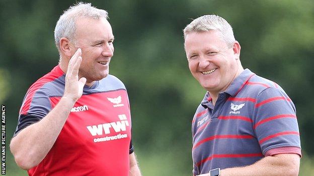 Jon Daniels (right) with former Scarlets head coach Wayne Pivac, now in charge of Wales