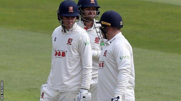 England's Dan Lawrence, who made 44, had Essex team-mate Matt Critchley, who had earlier made 49, as his runner