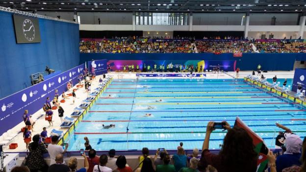 A general view of the swimming pool at Berlin's Europasportpark