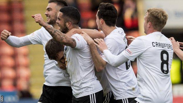 Ayr United celebrate their opening goal