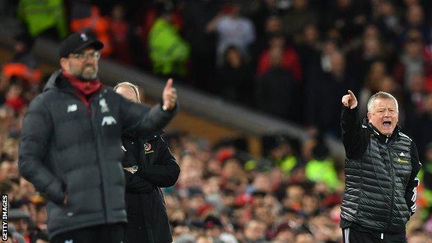 Liverpool manager Jurgen Klopp (left) and Sheffield United boss Chris Wilder