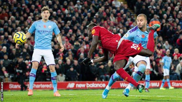 Sadio Mane scores against Manchester City