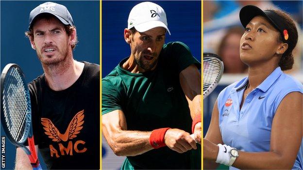 Andy Murray, Novak Djokovic et Naomi Osaka