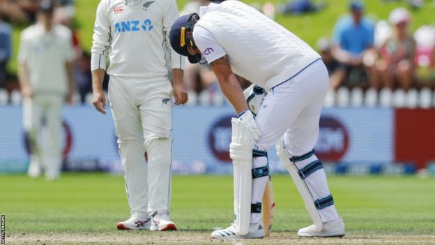 Ben Stokes struggles with an injury