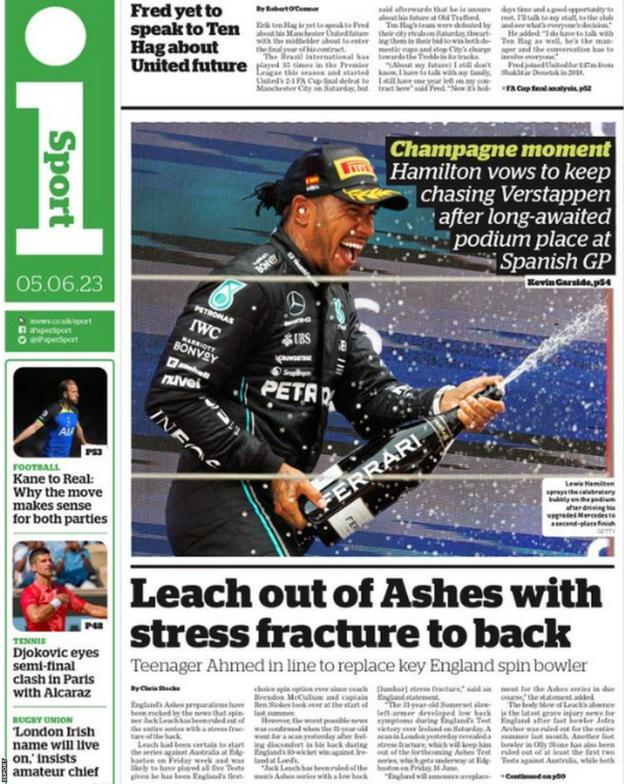 Monday's back pages BBC Sport