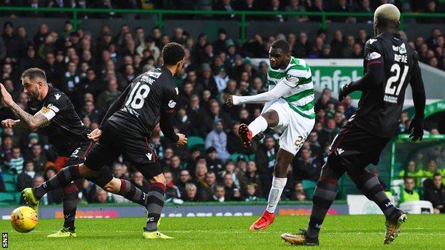 Odsonne Edouard scores his second goal against Motherwell
