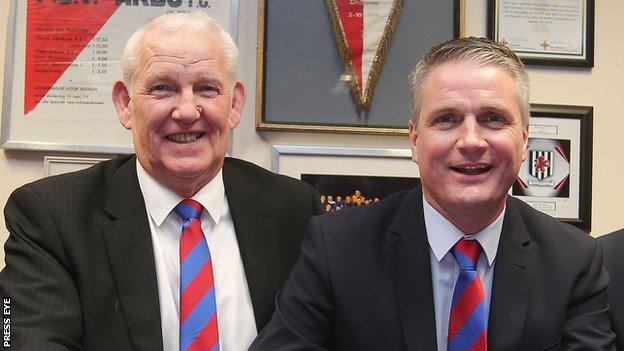 Ards chairman Brian Adams announcing the appointment of Colin Nixon in 2016