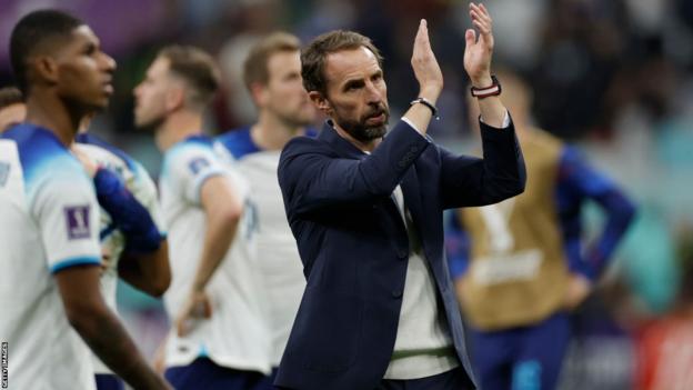 Gareth Southgate applauds the England fans