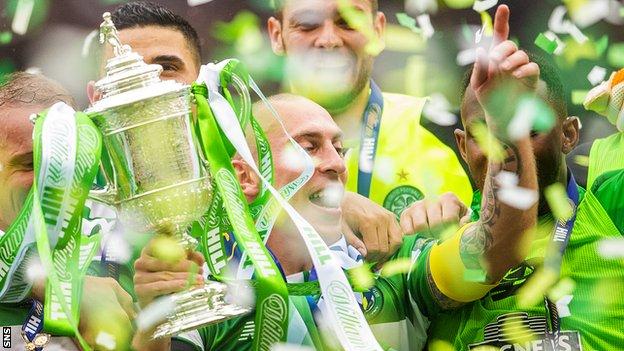 Celtic celebrate winning last season's Scottish Cup