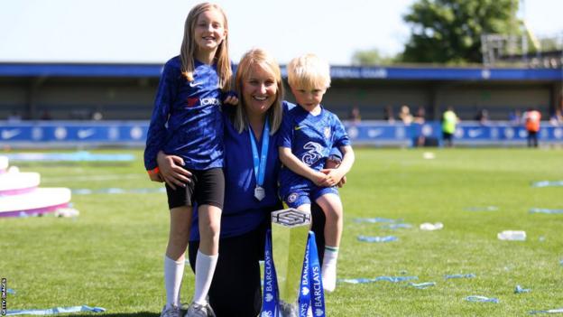 Emma Hayes and her son Harry