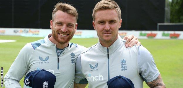 Jos Buttler & Jason Roy with commemorative caps