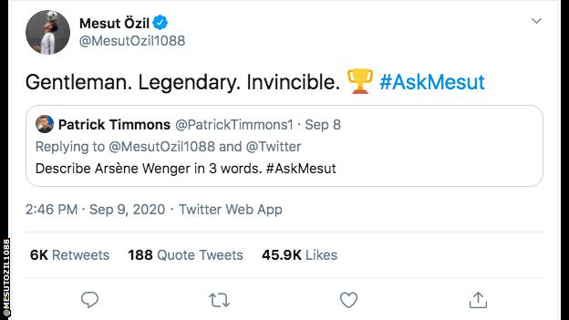 Mesut Ozil tweet describes Arsene Wenger in three words: Gentleman. Legendary. Invincible.