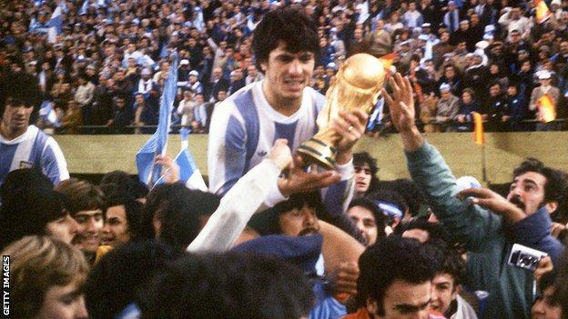 Argentina celebrate winning the 1978 World Cup