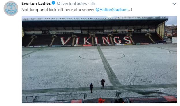 Halton Stadium covered in snow