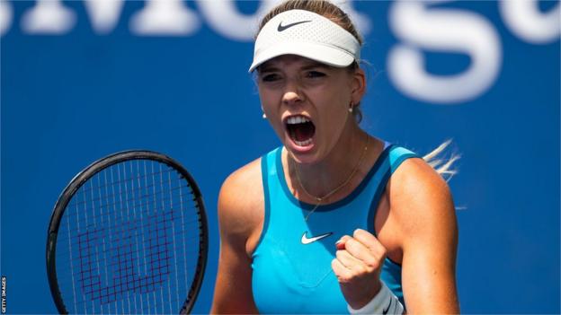 Katie Boulter celebrates at the US Open