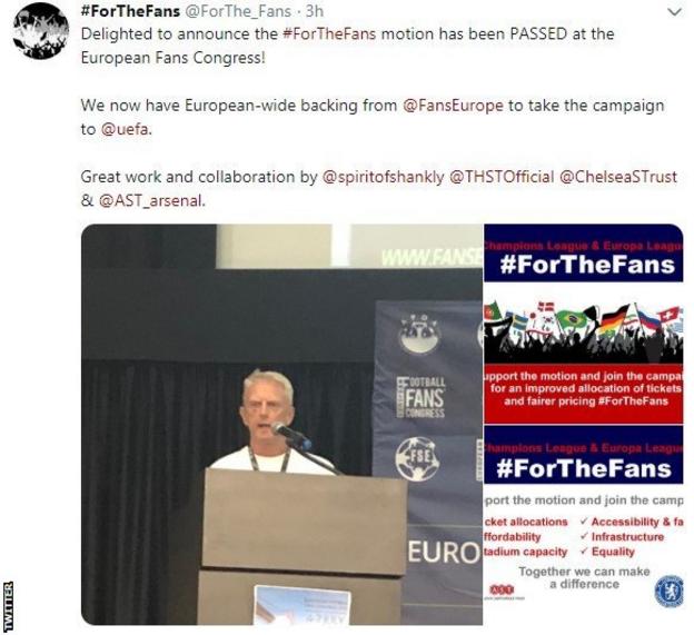 Tweet by the fans' coalition