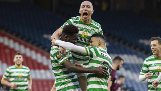 Scott Brown celebrates a goal for Celtic