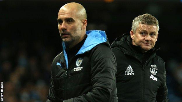 Manchester United boss Ole Gunnar Solskjaer and Manchester City manager Pep Guardiola