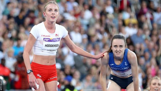 Keely Hodgkinson and Laura Muir race at the Commonwealth Games in 2022