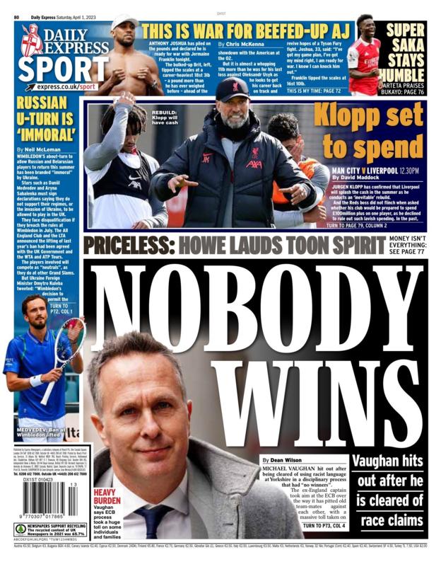 Saturday back pages - BBC Sport