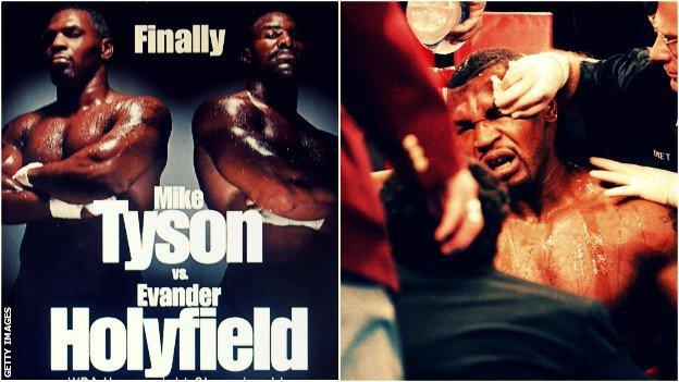 Tyson v Holyfield was billed as "Finally" because of a six-year wait for the contest but when it started, the favourite became distressed with a cut