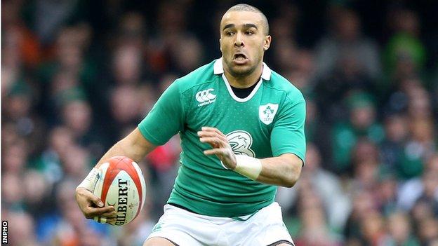 Simon Zebo in action against Wales in March