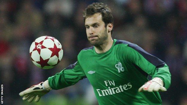 Goalkeeper Petr Cech playing for Chelsea in 2005