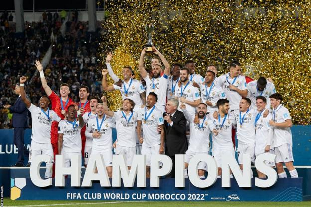 Real Madrid celebrate winning the Club World Cup