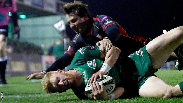 Darragh Leader scored Connacht's second try in Galway